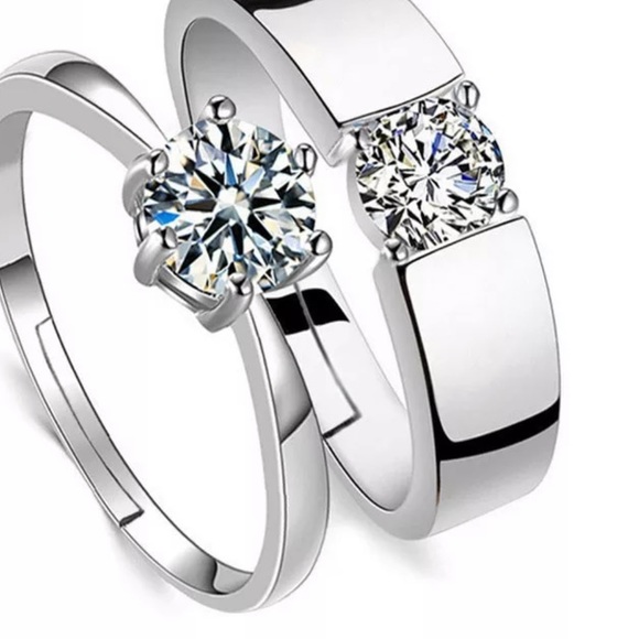 New stamped sterling silver couple diamond ring - Picture 5 of 7